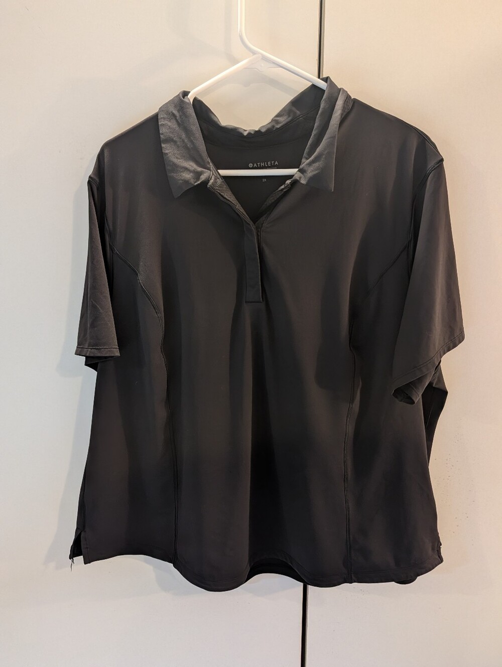 Athleta Woman's 2X Black Short-Sleeve Polo Performance Top